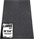 Front Door Mat Outside Entrance, 30" x 48" Heavy Duty All-Season All-Weather Waterproof Doormat Trap Dirt and Moisture Easy Clean Low Profile Patio Porch Entryway Mat
