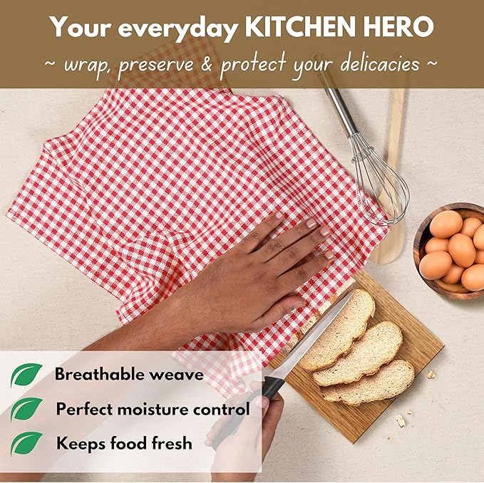Native Fab 12 Pack Gingham Check Kitchen Towels 16"x26" - Mini Plaid Cotton Dish Towels Washable - Absorbent Tea Towel, Soft Hand Towel with Hanging Loop, Dish Cloth Set - Red White