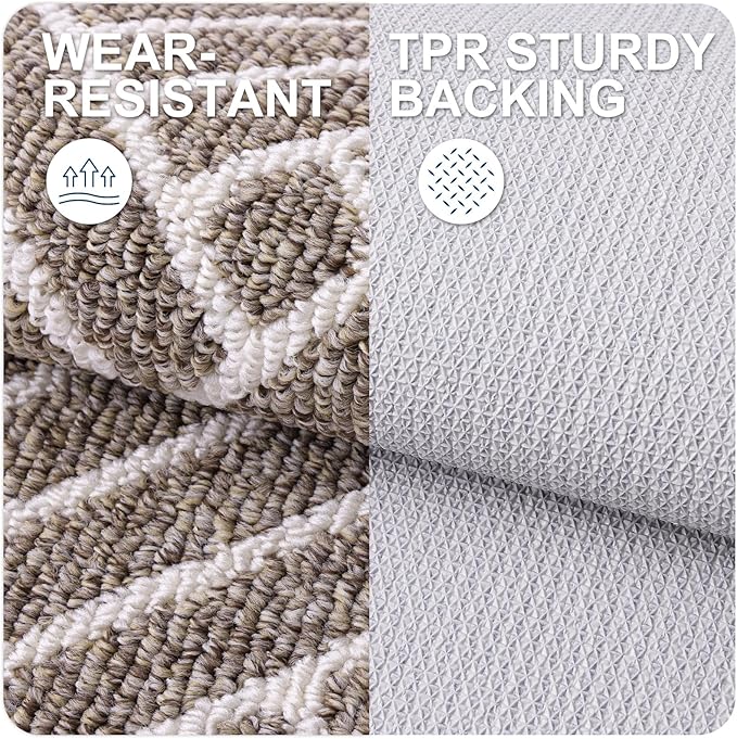 OLANLY Runner Indoor Door Mat, 59x23 Inch, Dirt Resistant and Absorbent, Non-Slip Rubber Backing Floor Mats, Easy Clean Low-Profile Doormat for Entryway, Front Door, and Inside Entrance, Khaki