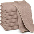 Microfiber Cleaning Cloth Waffle Weave for Dusting Absorbent Towel Quick Drying Dust Rags Household Kitchen, Lint Free Streak Free, 6 Pack,12 x 12 Inches, Khaki