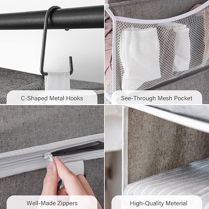 StorageWorks 6-Shelf Jumbo Closet Organizers, Two 3-Shelf Separable Hanging Shelves for Closet, 13" D x 15" W x 48 ¼"H，Gray