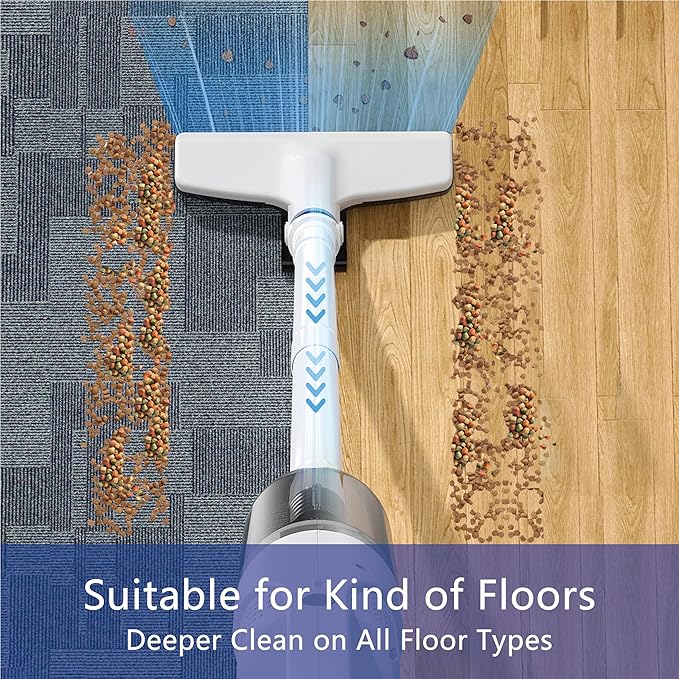 6-in-1 Lightweight Stick Vacuum Cleaner with 100W Powerful Motor, Mini Portable Household Handheld Vacuum Cleaner for Domestic Hard Floors, Carpets and Pet Hair(White Corded)