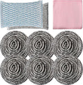 6pcs Stainless Steel Scrubber 2pcs Heavy Duty Scrub Sponges 1pcs Dish Clean Towel for Kitchens Bathroom and More