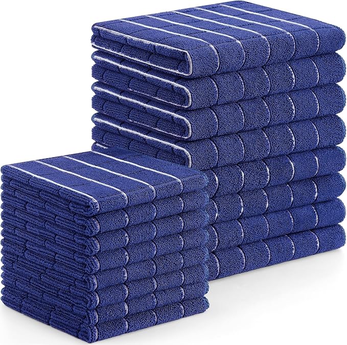 Homaxy Microfiber Kitchen Towels and Dishcloths Set, 16 Pack Soft and Absorbent Dish Hand Towels Bulk, 28 x 16 Inch & 12 x 12 Inch Quick Drying Rags for Washing Dishes, Grey