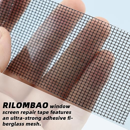 2IN Wide (16.4Ft/5.46Yd/Roll) Window Screen Repair Tape for Windows or Doors, 3-Layer Design - Adhesive Fiberglass Mesh Patch Waterproof Tape, Easy to Cut & Apply, Black, 1 Roll