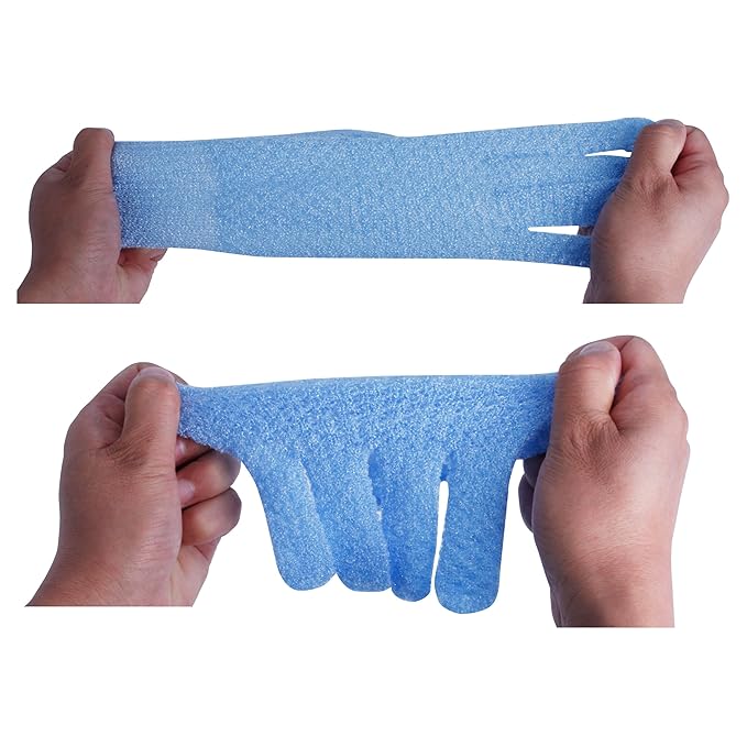 EvridWear Exfoliating Dual Texture Bath Gloves for Shower, Spa, Massage and Body Scrubs, Dead Skin Cell Remover (2 Pairs Moderate)