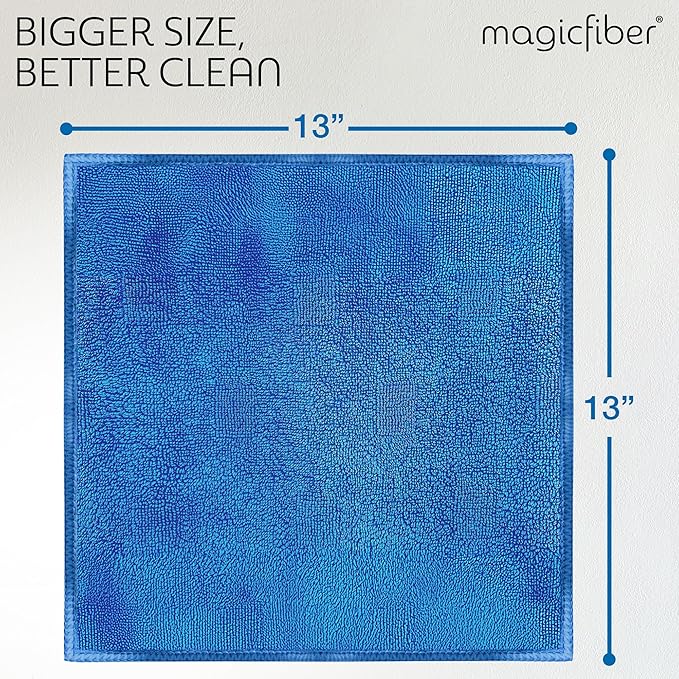 MagicFiber Microfiber Cleaning Cloth - 12 Pack, Large 13" x13” Highly Absorbent Streak-Free Micro Fiber Cleaning Rags Towels for House, Car, Windows, Housekeeping, Household Dusting, Kitchen