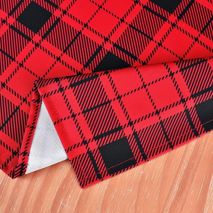 Classic Gingham Buffalo Xmas Tablecloth Fabric - Oblong 58x144 Inch Water Proof Checkered Table Cloth for Indoor Outdoor - Red Christmas Plaid Table Cover for Christmas, Holiday, New Year