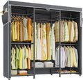 Raybee Clothes Rack with Cover Heavy Duty Clothing Racks for Hanging Clothes Adjustable Metal Clothes Rack for Bedroom 66.5" Wx15.75 Dx74.8 H Black