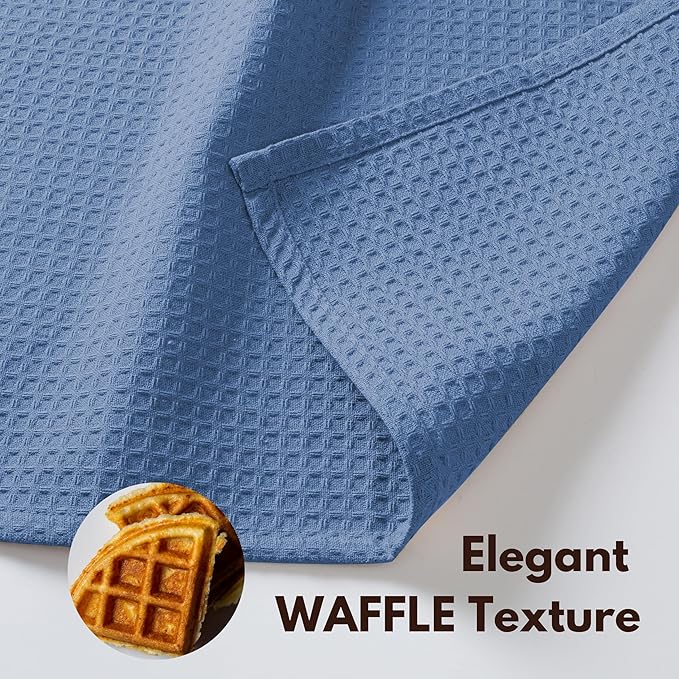 Native Fab Cotton Kitchen Towel with Hanging Loop 16x26 inches, 6-Pack, Waffle Weave Kitchen Towels for Cleaning Drying, Washcloths Soft & Absorbent Cloth Rags, Bar Towel, Dish Cloth, Sky Blue