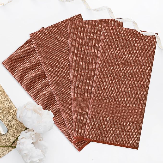 Homaxy Premium Kitchen Towels(18”x 28”, 6 Pack), Large Cotton Kitchen Hand Towels, Flat and Terry Dish Towels, 380 GSM Highly Absorbent Tea Towel Set with Hanging Loop, Rust
