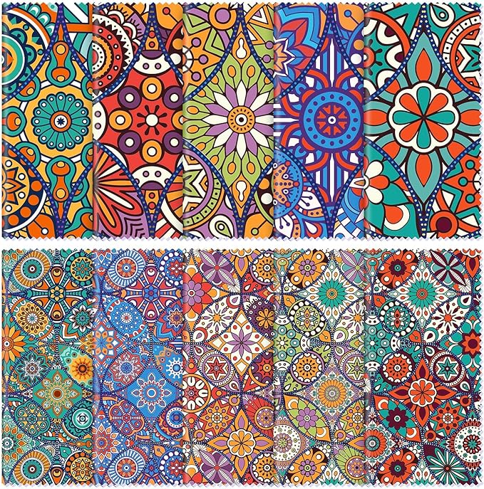 Sinmoe 20 Pcs Microfiber Cleaning Cloth Microfiber Cloth Gift Soft Multicolor Glasses Cleaner for Eyeglasses Camera Lens Cell Phone Screens Glasses, 6 x 6 Inches(Mandala)