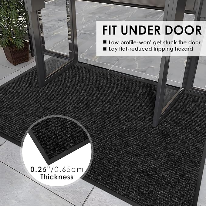 4′ x 36′ Front Door Mat Indoor Outdoor Entrance, Commercial Floor Mat Heavy Duty Dirt Trapper Entryway Doormat, Custom Size Non Slip Rubber Backing Welcome mat, Door Mat for High Traffic Area