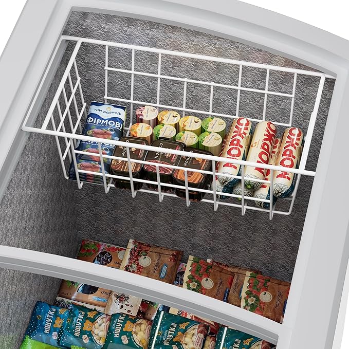 SANNO 17.5in Chest Freezer Basket,Freezer Organizer Bins, Sturdy Metal Wire Freezer Organizer for Home Kitchen