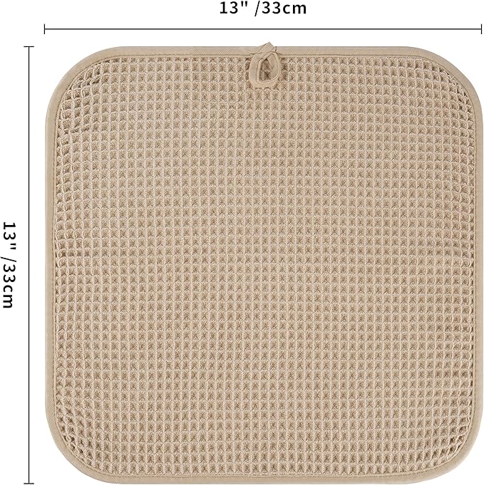 Microfiber Waffle Face Towels, 2 Pieces, Soft, Absorbent, Fast Drying, Lint Free (Beige)