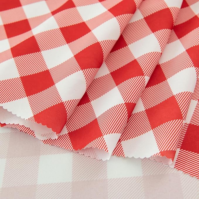 Waterproof Plaid Tablecloth Fabric - Round 58 Inch Classic Gingham Checker Table Cloth for Indoor/Outdoor Use - Buffalo Table Cover for Picnics, BBQs, and Parties