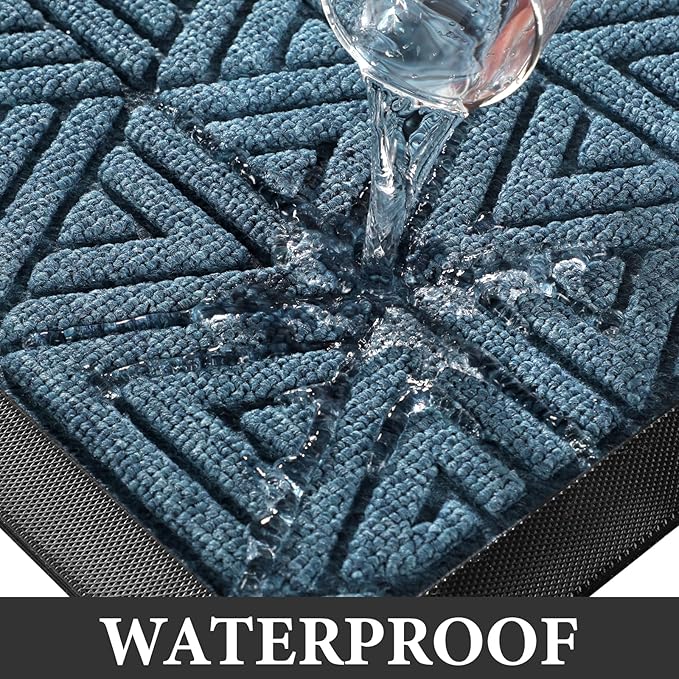 Yimobra Outdoor Mats for Front Door 29.5x17, All-Weather Waterproof Non-Slip Outdoor Door Mat Outside Eentrance, Garage/Patio Entryway Indoor Doormat, Easy Clean, Mix Blue