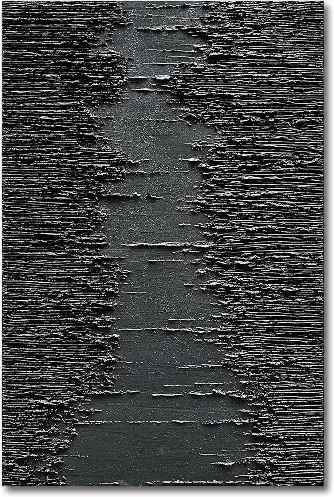 NANKAI Art Hand-Painted Thick Texture Black Minimalist Oil Painting 45x30 Inchs Texture Abstract Painting Home Wall Decorative Art