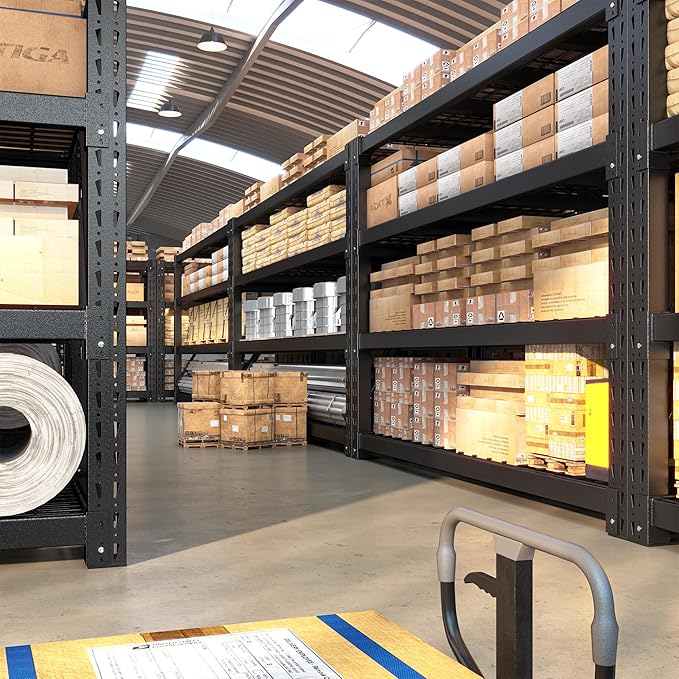 Bepatio 9400LBS Storage Shelves Heavy Duty Garage Shelving 67.6''W 4 Tier Adjustable Metal Shelving Unit, Steel Industrial Shelf for Warehouse Basement Commercial, 67.6''Wx23.7''Dx72''H, Black