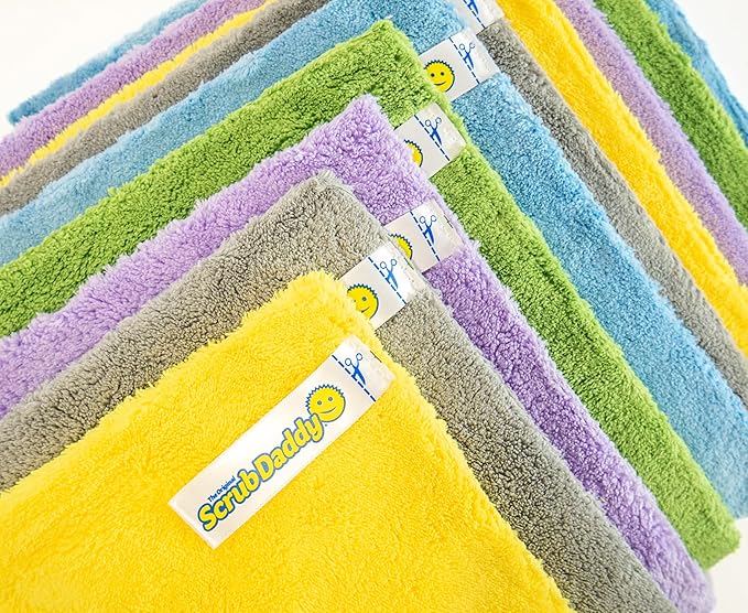 Scrub Daddy 10-Piece Microfiber Towel Set - Gentle Microfiber Cleaning Cloths - Replace Wash Cloths & Cleaning Rags with Lint Free Cloth - Streak-Free Shine on Glass, Cars & More (10 Pack)