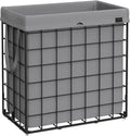SONGMICS 29 Gal. (110L) Laundry Basket, Laundry Hamper, Collapsible Clothes Hamper, Removable and Washable Liner, Metal Wire Frame, for Bedroom Bathroom, Black and Gray ULCB111G01