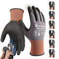 Schwer 6 Pairs Safety Work Gloves with Sandy Nitrile Coating LT5626, Max Abrasion Resistance Heavy Duty Gloves with Grip for Men and Women, Ideal for General Use, Mechanic, Construction, Gardening, XL