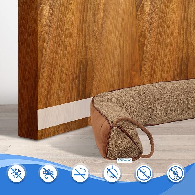 NABOWAN 32" Weighted Under Door Draft Stopper -Triangular Door Draft Blocker with Hook Loops for Easy Install, Save Energy, Home Room Essentials
