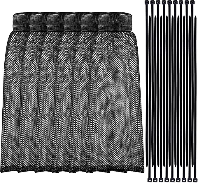 Shappy 24 Pieces Washing Machine Lint Traps and Cable Ties Set 6 Nylon Mesh Lint Trap for Discharge Hoses and 18 Cable Ties Fits Most Washing Machines(Black)