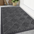 Smiry Front Door Mat Outside Entrance, Heavy Duty Outdoor Indoor Mat, Natural Rubber Doormat, Non Slip, Trap Dirt and Moisture, Easy Clean, Low Profile Patio Porch Entryway Mat, 71x47, Light Grey