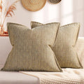 ZWJD Pillow Covers 24x24 Set of 2 Soft Polyester Textured Pillow Covers with Stylish Flange Edge Cozy Farmhouse Throw Pillows for Couch Bed Sofa Living Room