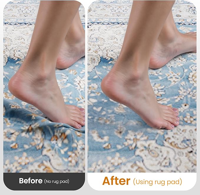 Non-Slip Rug Pad Gripper 2.5x8 Feet, Anti Skid Mat for Under Area Rugs, Keeps Rugs in Position and Safe, Thick Cushioned Carpet Pad for Hardwood Floors Protection