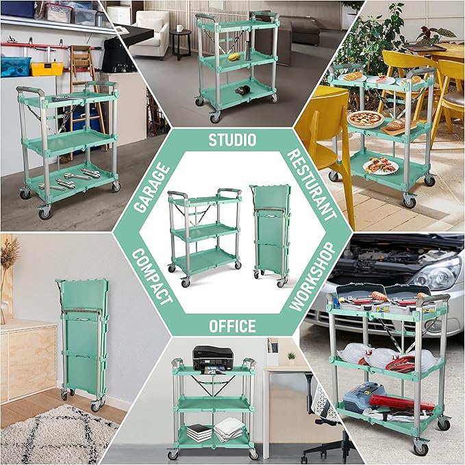Olympia Tools 89-353 Pack N Roll Collapsible Service Cart, XL, 300LB Capacity, Teal