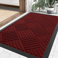 Smiry Front Door Mat Outside Entrance, Heavy Duty Outdoor Indoor Mat, Natural Rubber Doormat, Non Slip, Trap Dirt and Moisture, Easy Clean, Low Profile Patio Porch Entryway Mat, 29.5x17, Red