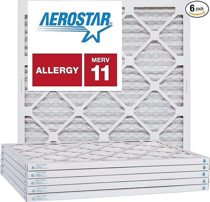 Aerostar 8x8x1 MERV 11, Pleated Air Filter, 8x8x1, Box of 6, Made in the USA
