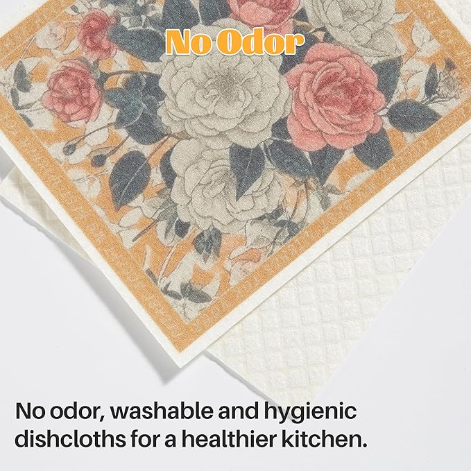 JOYMOOP 12 Pack Decorate Cleaning Cloth (Quiet Luxury of Decorative Series), Reusable Absorbent Dish Towels, Non-Scratch Washable Rags for Cookware, Kitchen and Household Cleaning - 6.7×7.9 inch