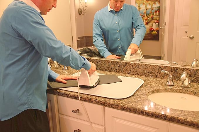 THEQUILTMATE - Premium Ironing Pad, Designed Especially for Quilters and Crafters, Combo: Classic Silver, 17 in x 25 in; Blue Mini, 10in x 14in
