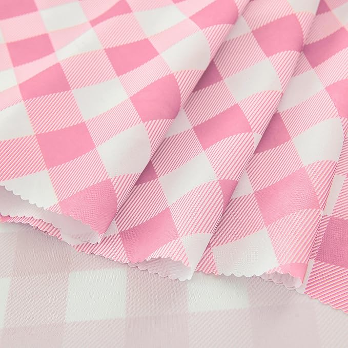 Waterproof Plaid Tablecloth Fabric - Round 58 Inch Classic Gingham Checker Table Cloth for Indoor/Outdoor Use - Buffalo Table Cover for Picnics, BBQs, and Parties