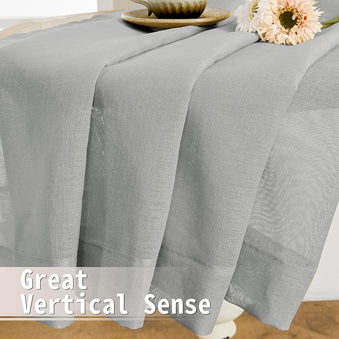 Tollpiz Short Sheer Door Curtain Closet Linen Textured Curtain Sheers Doorway Light Filtering Voile Patio Glass Door Rod Pocket Curtains French Door, 54 x 54 inches Long, Silver Grey, Set of 1 Panel