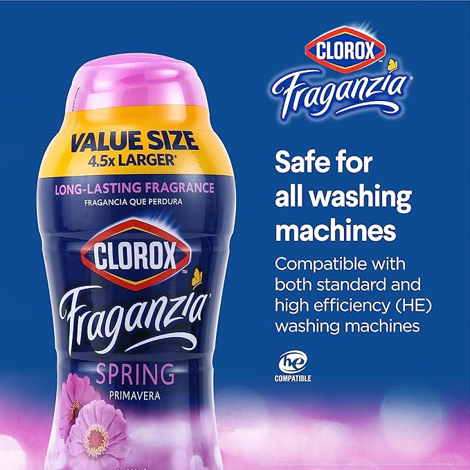 Clorox Fraganzia Laundry Scent Booster Crystals in Spring Scent - Scented In-Wash Freshener Beads for Fresh, Clean, Great Smelling Clothes and Linens, 70 Oz - 6 Pack