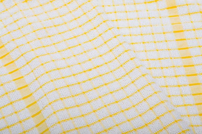 AMOUR INFINI Kitchen Towels Set of 4 - Highly Absorbent, Super Soft Terry Cotton 20x28 Inch Dish Towels with Hanging Loop - Hand & Tea Towels for Cleaning & Drying Dishes (Yellow)