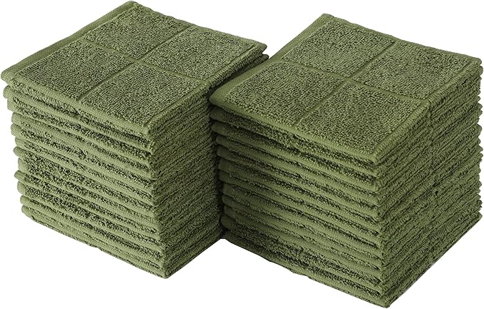Glynniss Kitchen Dish Cloths Highly Absorbent Dish Rags 100% Cotton Wash Cloths for Washing Dishes (Green, 24)