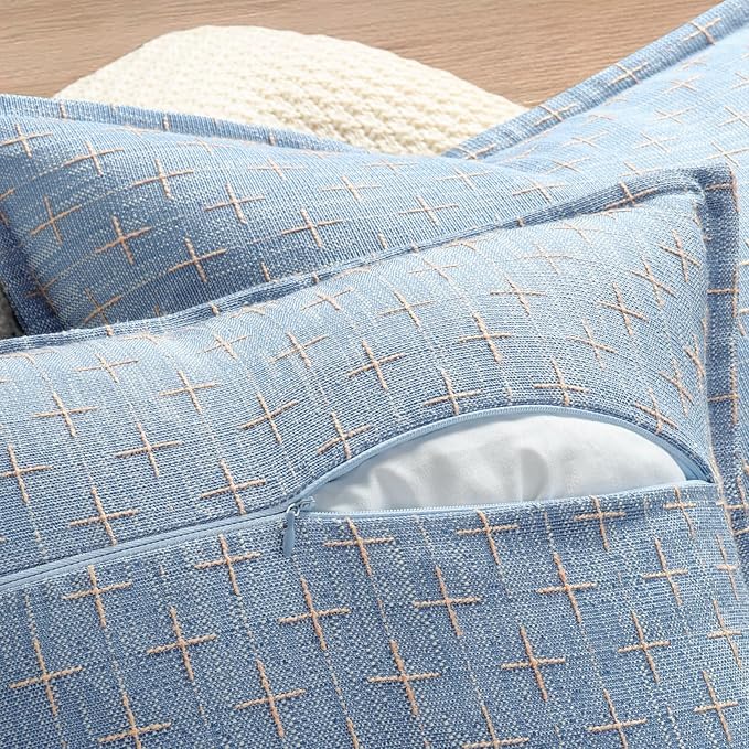 ZWJD Pillow Covers 18x18 Set of 2 Soft Polyester Textured Pillow Covers with Stylish Flange Edge Cozy Farmhouse Throw Pillows for Couch Bed Sofa Living Room