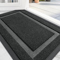 OLANLY Front Door Mat Indoor Outdoor Entrance, Waterproof All-Season, All-Weather Doormat, Sturdy Natural Rubber, Fade Resistant, Low Profile, Easy Clean Patio Porch Entryway Mat, 47x24, Black