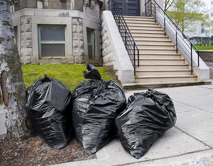 Tasker 45 Gallon Trash Bags, (Value-Pack 100 Bags w/Ties) Extra Large Black Garbage Bags - 39 Gallon - 40 Gallon - 42 Gallon - 44 Gallon - 45 Gallon Large Trash Bag Can Liners Capacity