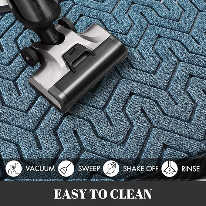 Yimobra Extra Large Door Mat Outside Entrance 60x32, Waterproof Heavy Duty Outdoor Mats for Front Door, Non Slip Rubber Entry Mat for Garage Patio, Easy Clean, Mix Blue