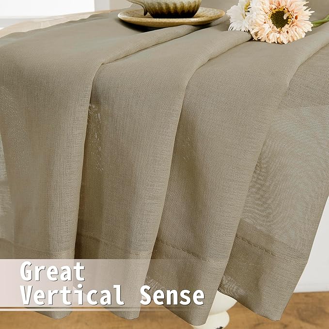 Tollpiz Sheer Door Curtains Closet Linen Textured Curtain Sheers Doorway Light Filtering Voile French Door Rod Pocket Curtains Patio Glass Door, 54 x 63 inches Long, Taos Taupe, Set of 1 Panel