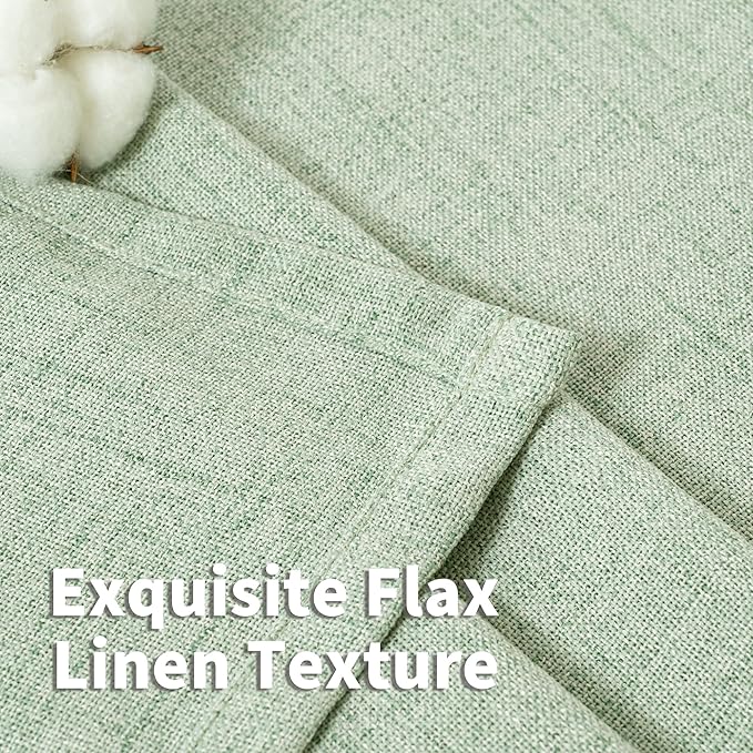YoungsTex Sage Green Curtains 72 Inch Length for Living Room, Semi Sheer Linen Drapes Light Filtering with Back Tab Rod Pocket for Bedroom Farmhouse Spring Decor, 42 X 72 Inch, 2 Panels