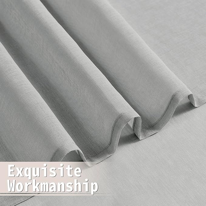 Tollpiz Short Sheer Door Curtain Closet Linen Textured Curtain Sheers Doorway Light Filtering Voile Patio Glass Door Rod Pocket Curtains French Door, 54 x 54 inches Long, Silver Grey, Set of 1 Panel