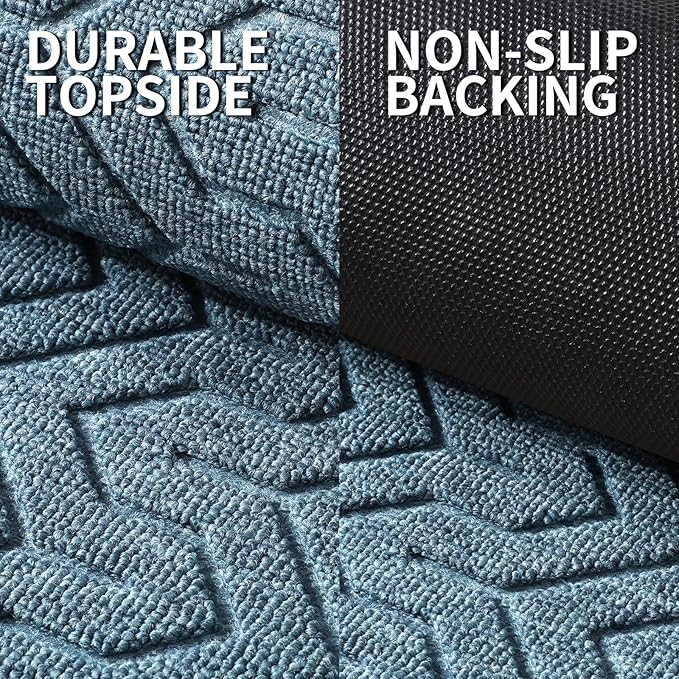Yimobra Large Door Mat Outside Entrance 36x24, Waterproof Heavy Duty Outdoor Mats for Front Door, Non Slip Rubber Entry Mat for Garage Patio, Easy Clean, Mix Blue