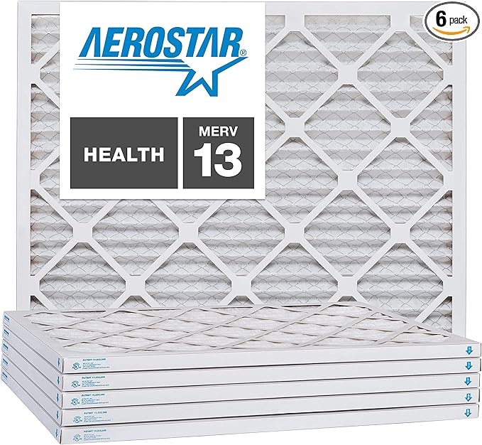 Aerostar 8x18x1 MERV 13, Pleated Air Filter, 8x18x1, Box of 6, Made in the USA